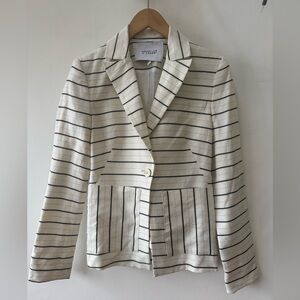 10 Crosby Derek Lam Cream and Black Striped Blazer